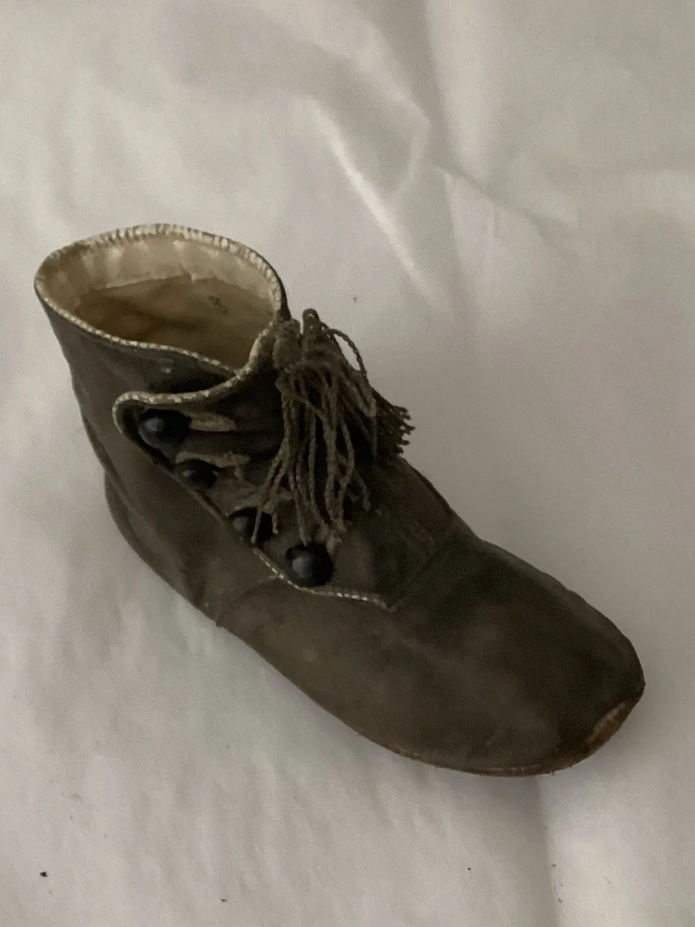 Antique Victorian Mid-19th Century baby’s footwear with high-button boot